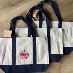 NWT Set of 3 Trader Joe's Blue and White Large Tote Bags